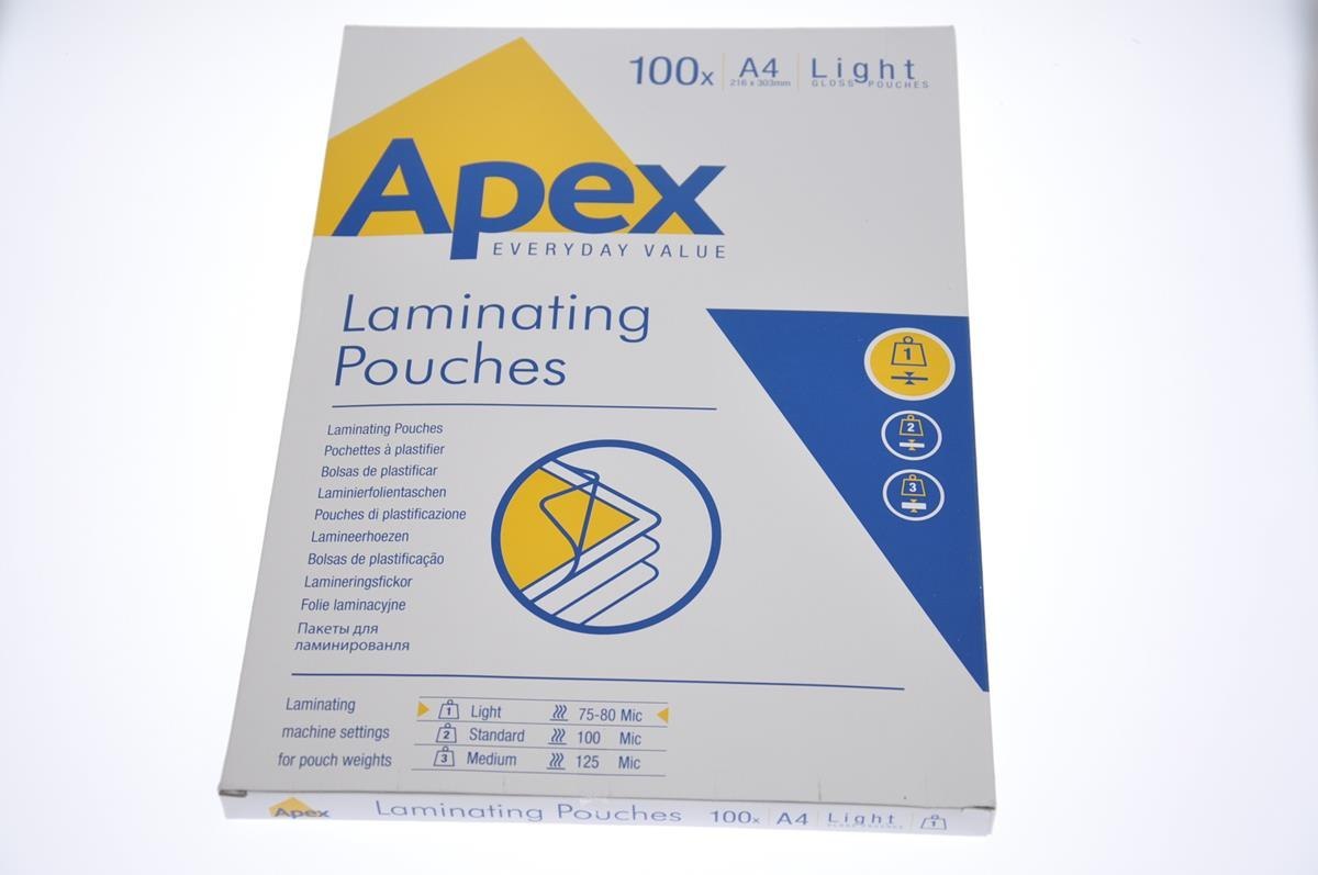 Laminierfolie A4 80 Mikrometer APEX LIGHT FELLOWES 6003201 FELLOWES